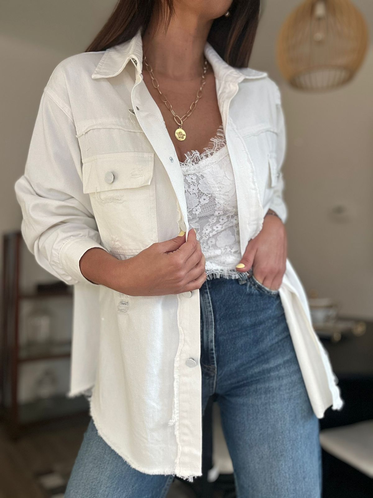 CAMISA CHAQUETA ESCOCIA BLANCA