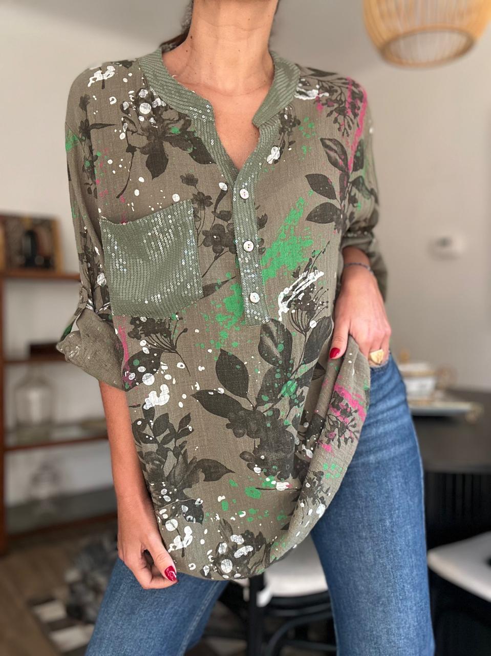 BLUSA FLORIDA VERDE