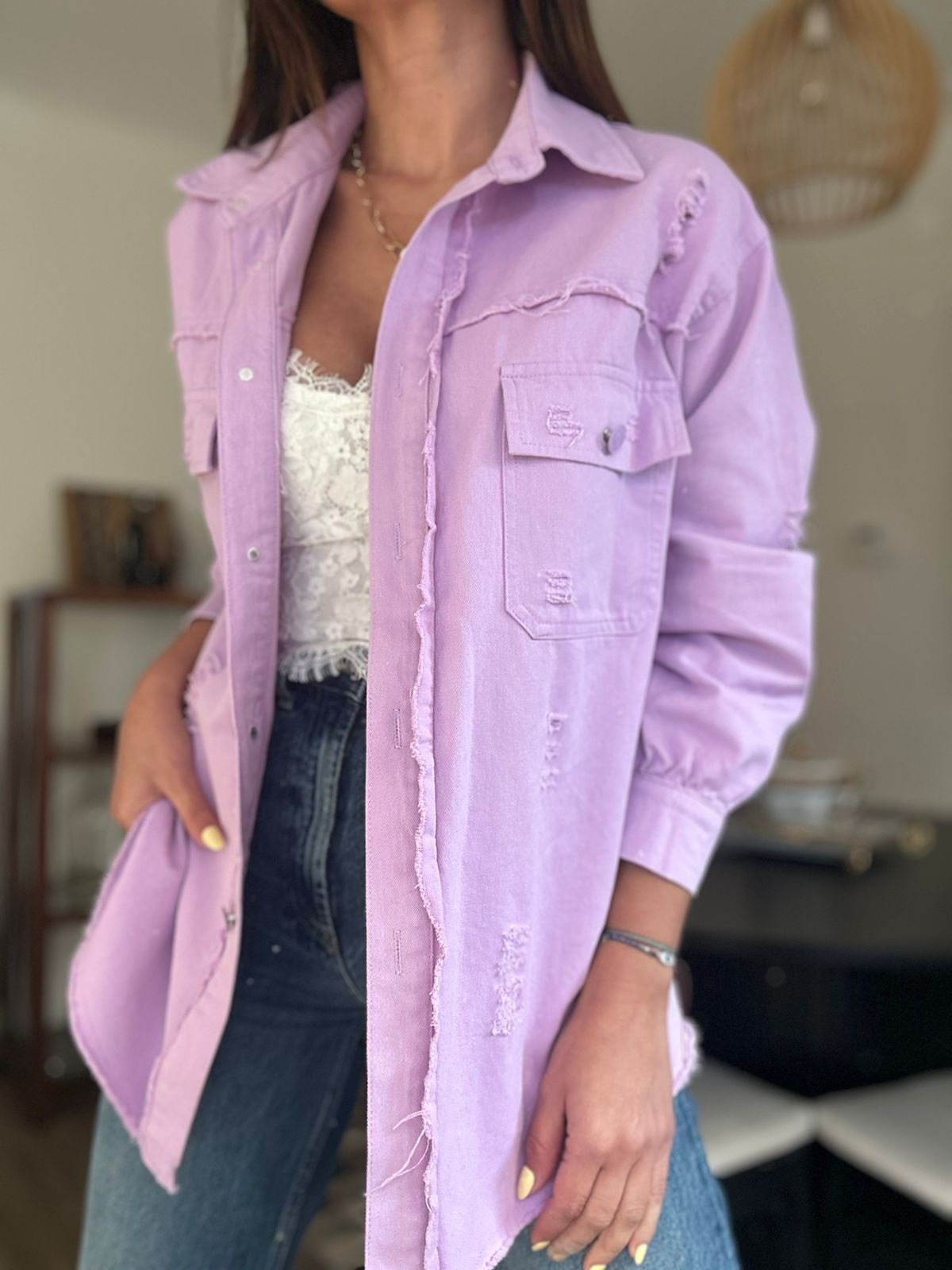 CAMISA CHAQUETA ESCOCIA LILA