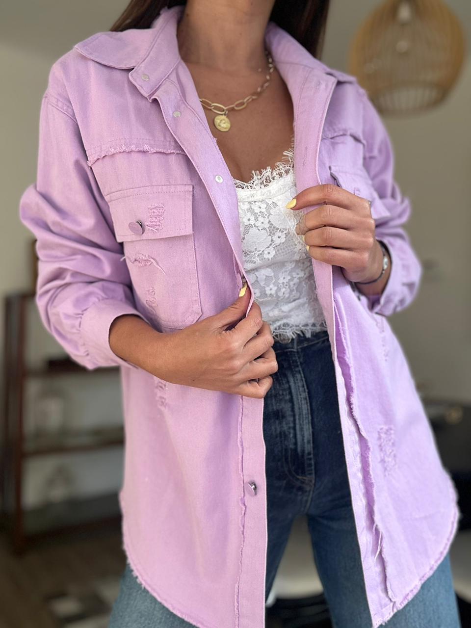 CAMISA CHAQUETA ESCOCIA LILA