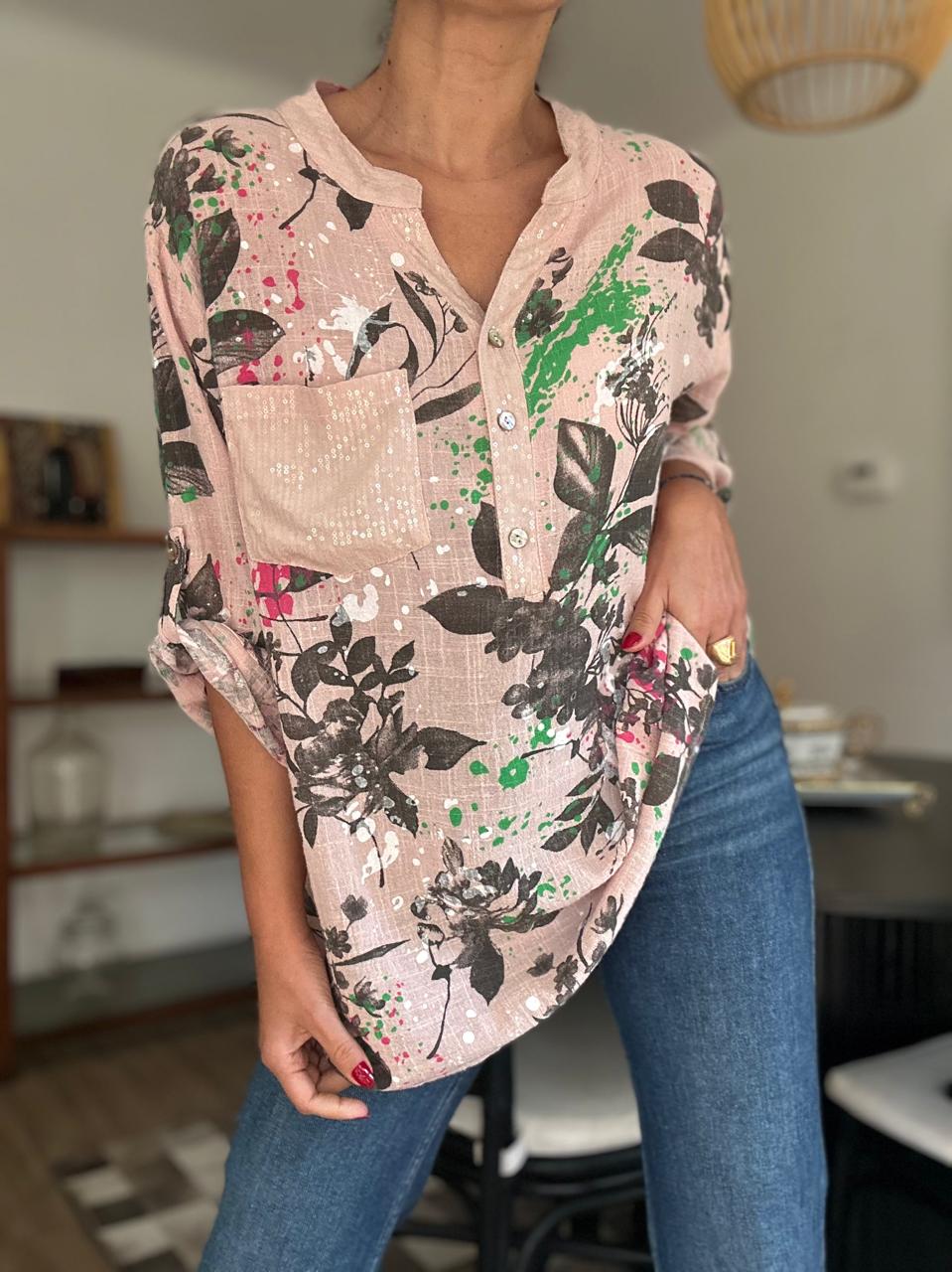 BLUSA FLORIDA ROSA