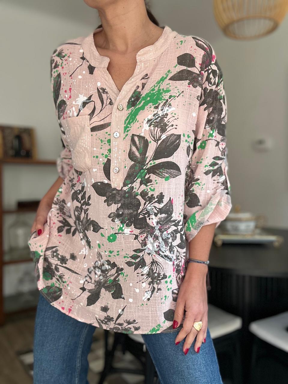 BLUSA FLORIDA ROSA