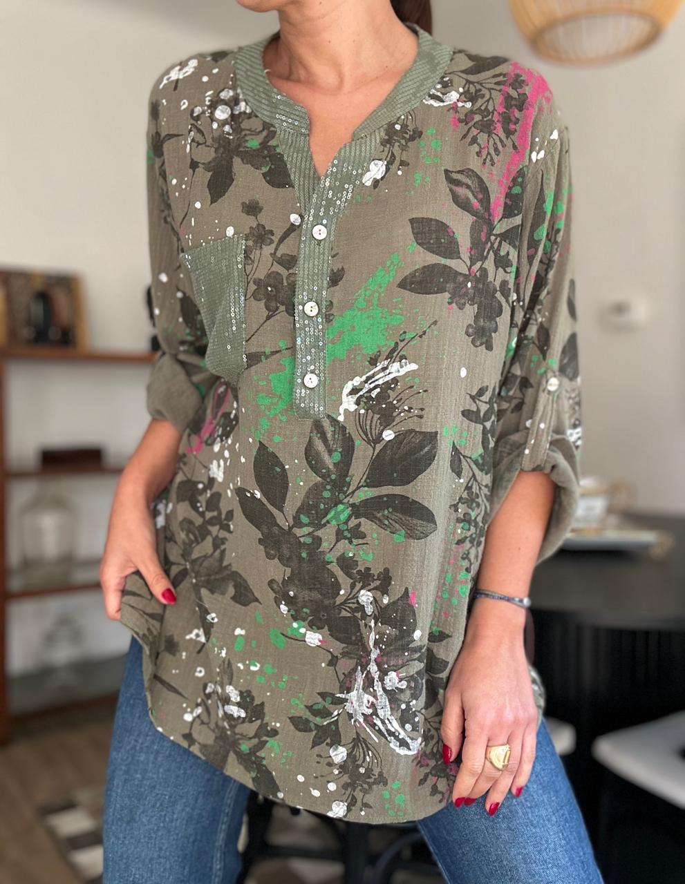 BLUSA FLORIDA VERDE