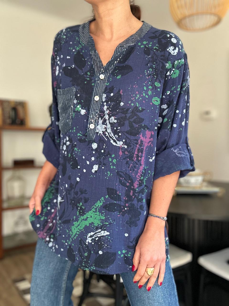 BLUSA FLORIDA AZUL