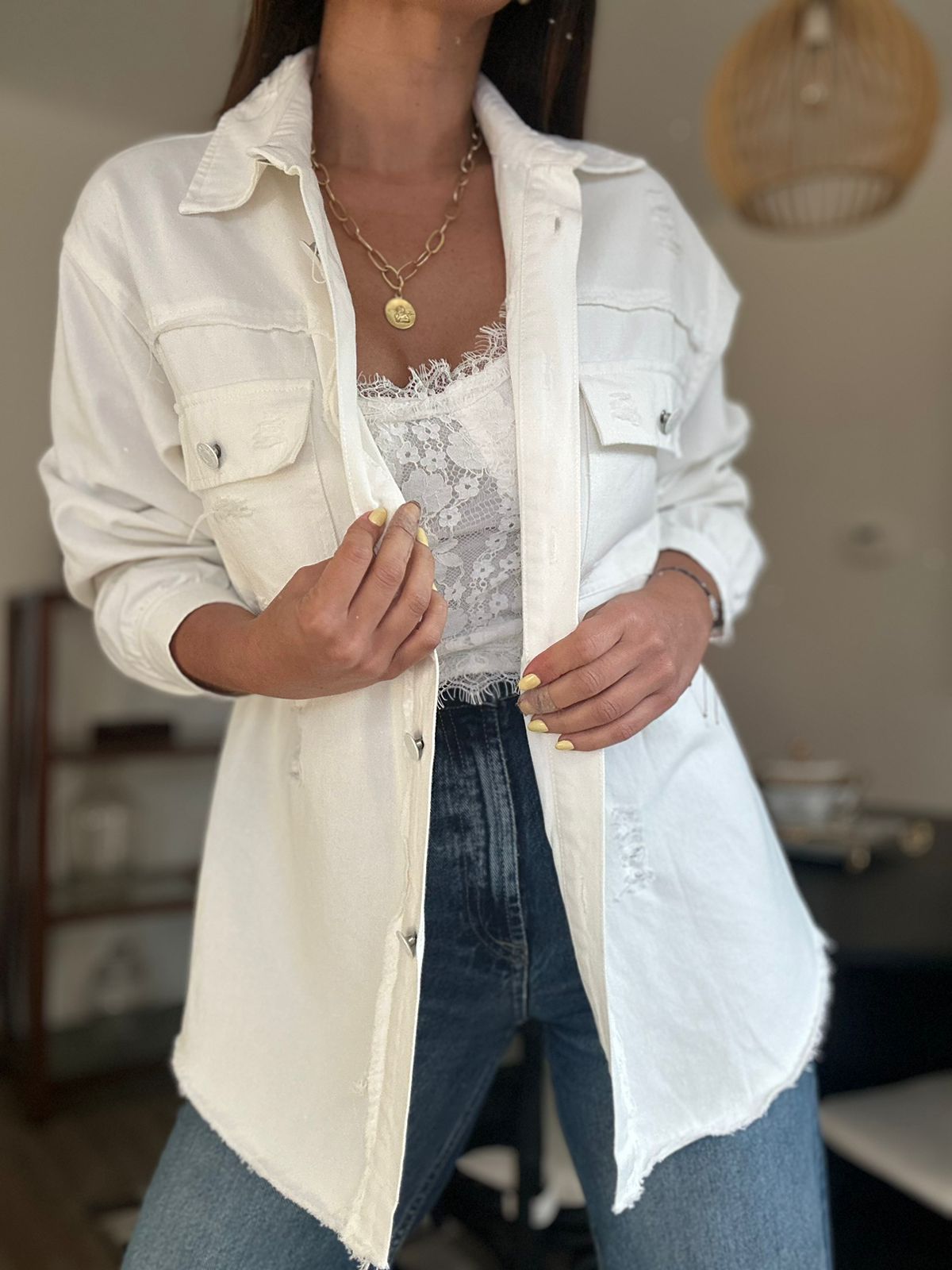 CAMISA CHAQUETA ESCOCIA BLANCA