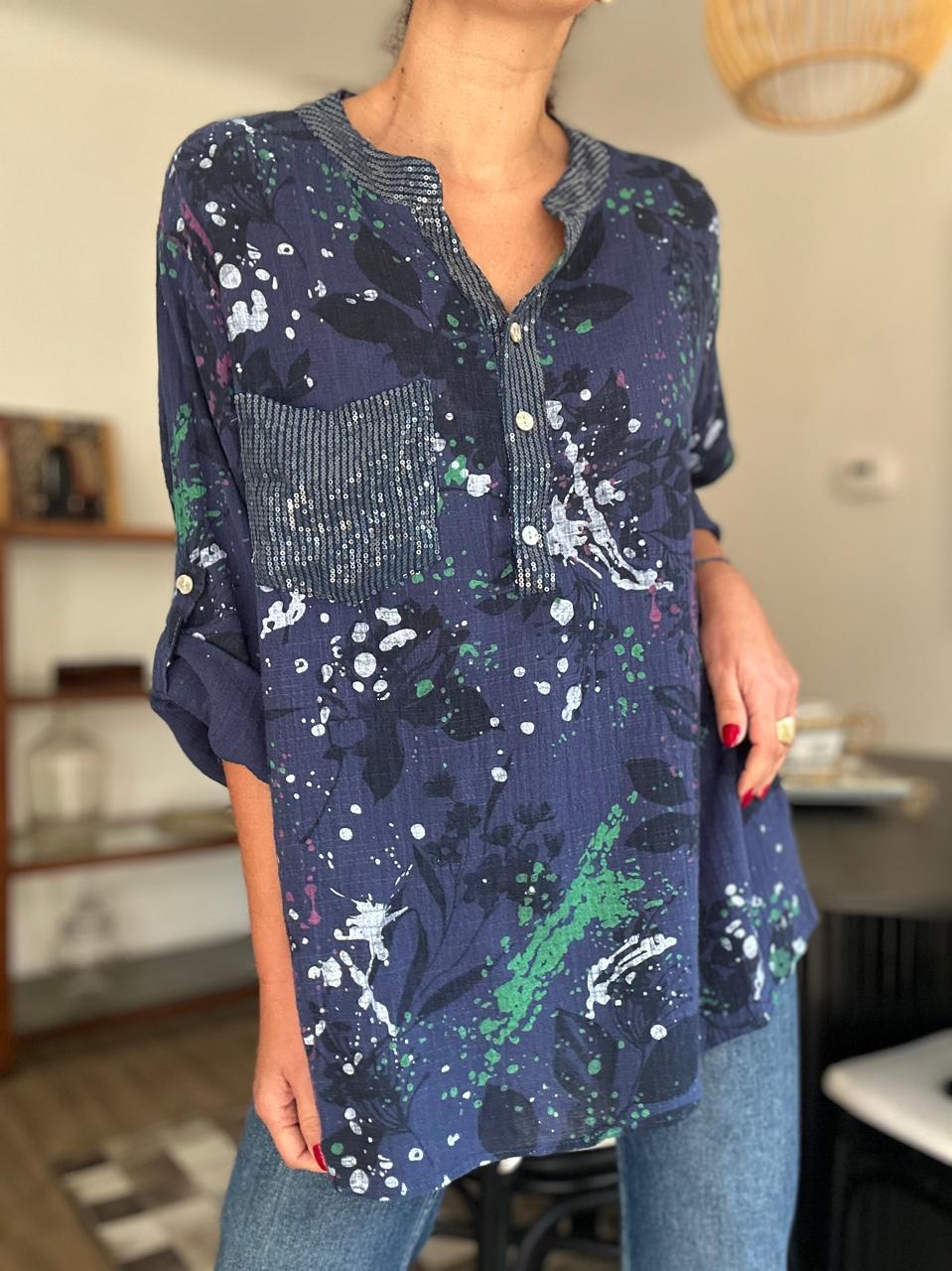 BLUSA FLORIDA AZUL