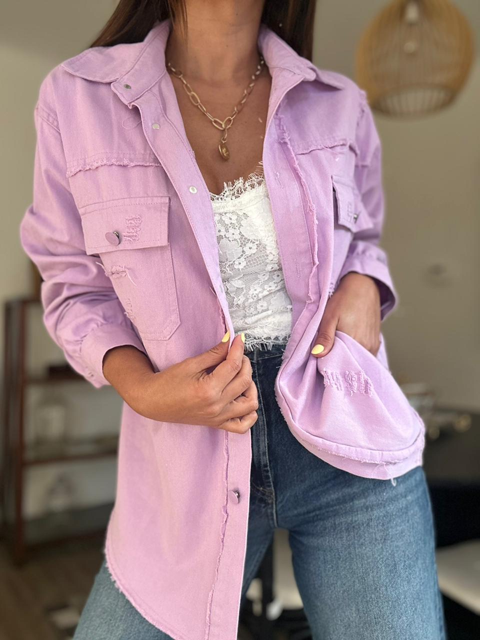 CAMISA CHAQUETA ESCOCIA LILA