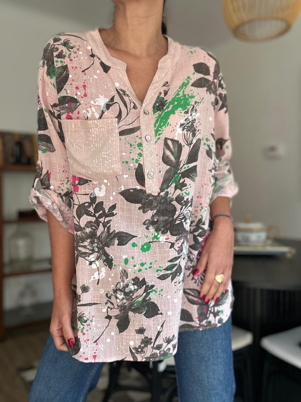 BLUSA FLORIDA ROSA