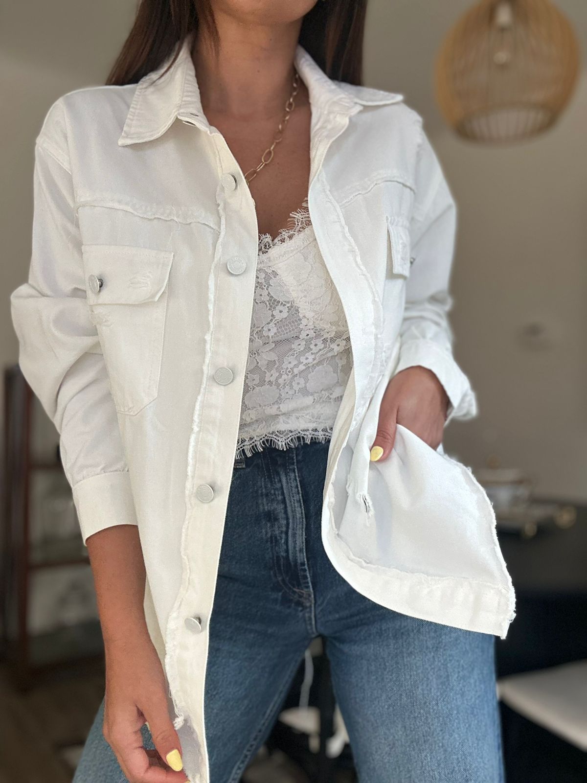 CAMISA CHAQUETA ESCOCIA BLANCA