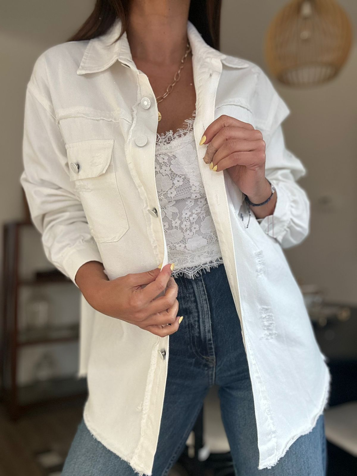 CAMISA CHAQUETA ESCOCIA BLANCA