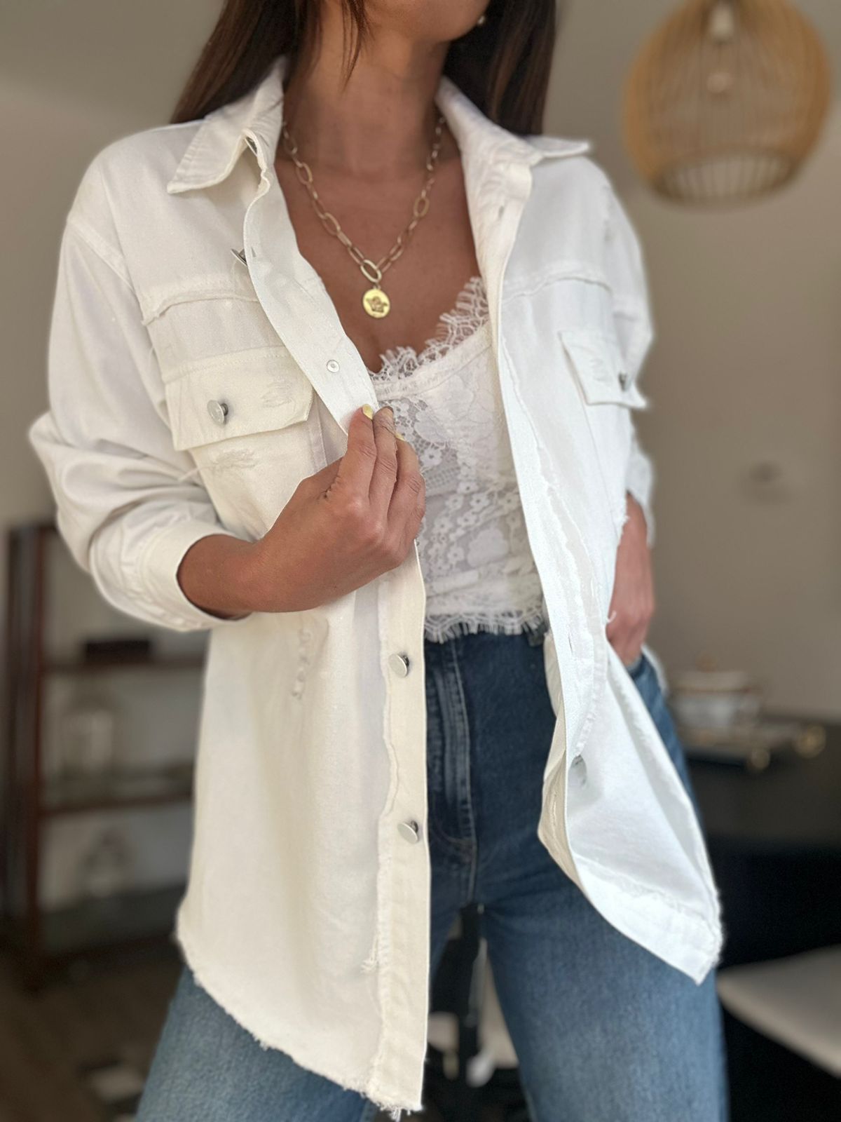 CAMISA CHAQUETA ESCOCIA BLANCA
