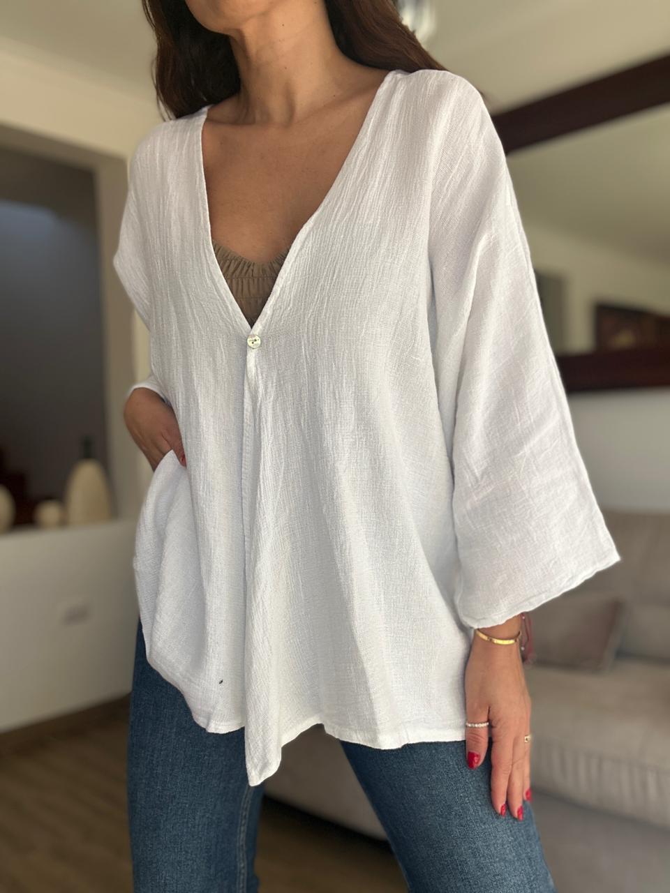 Kimono Tapado de Lino Parma BLANCO