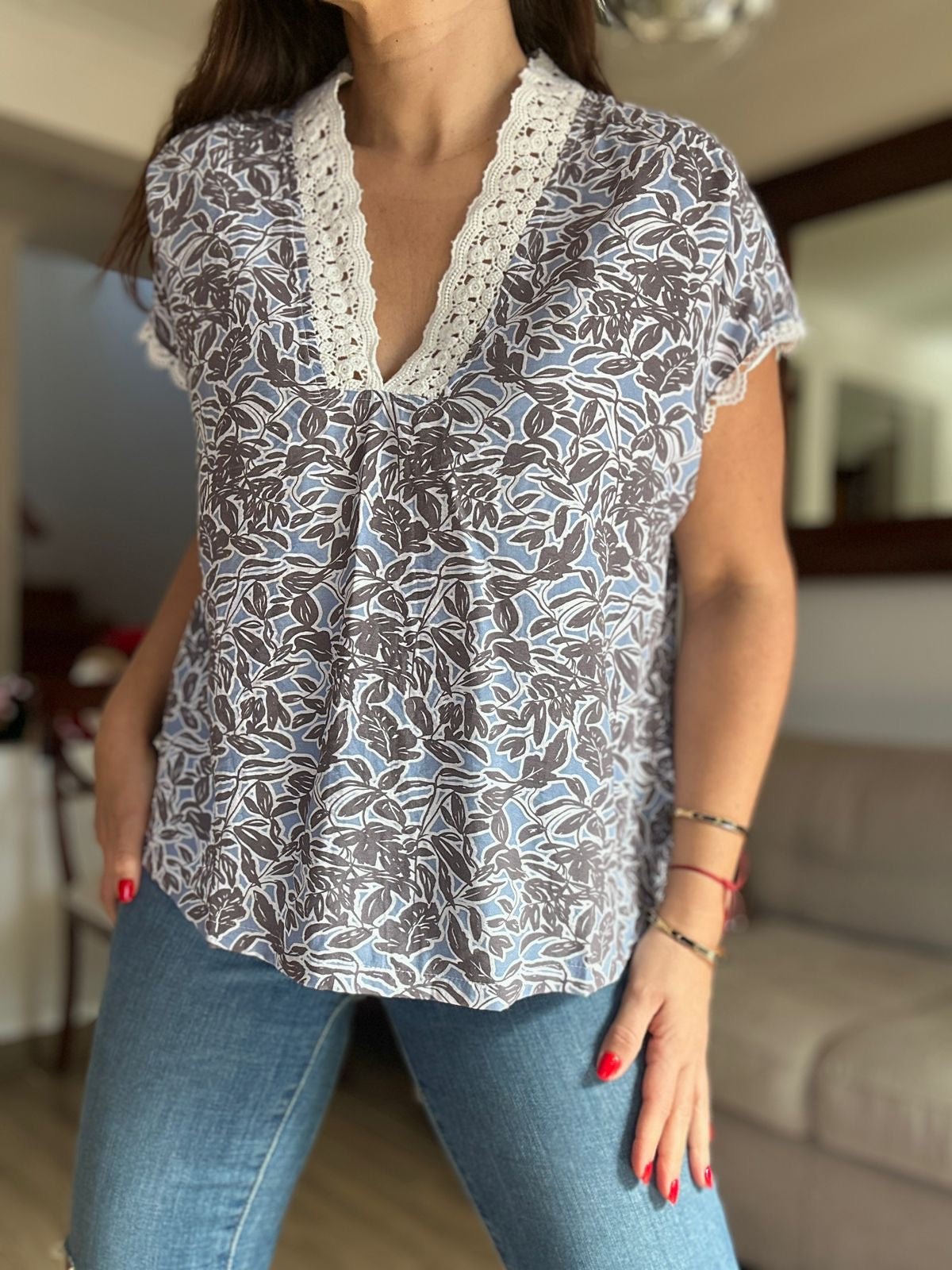 Blusa Palma Azul