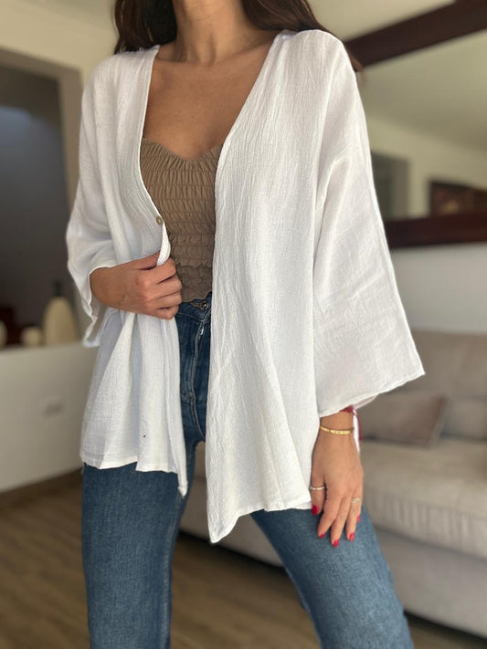 Kimono Tapado de Lino Parma BLANCO