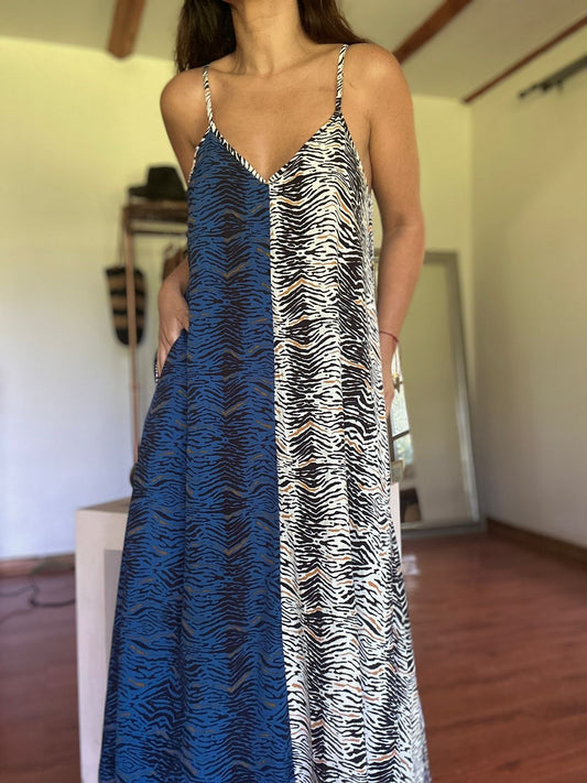 Vestido  San Alberto Azul Blanco