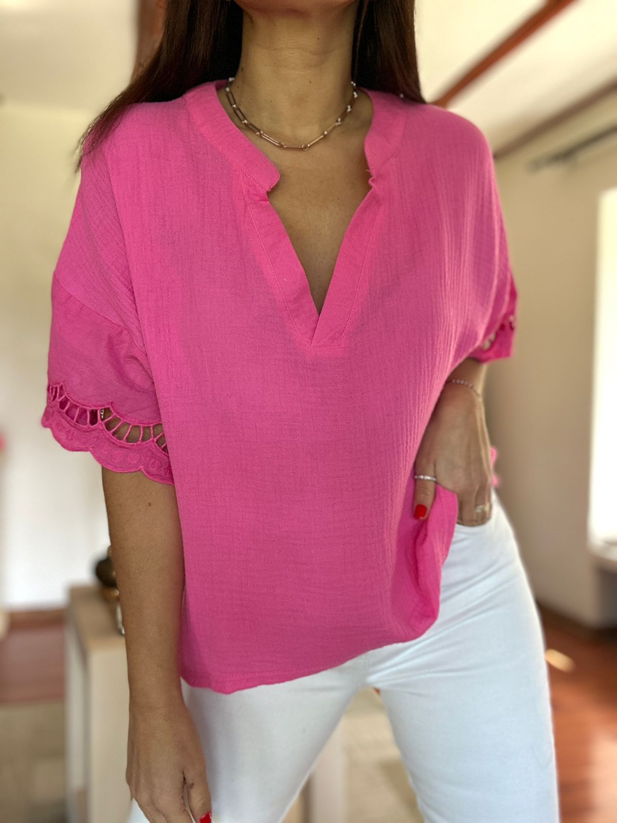 Blusa/Polera Santorini Fucsia