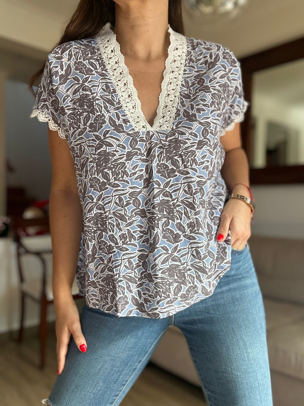 Blusa Palma Azul