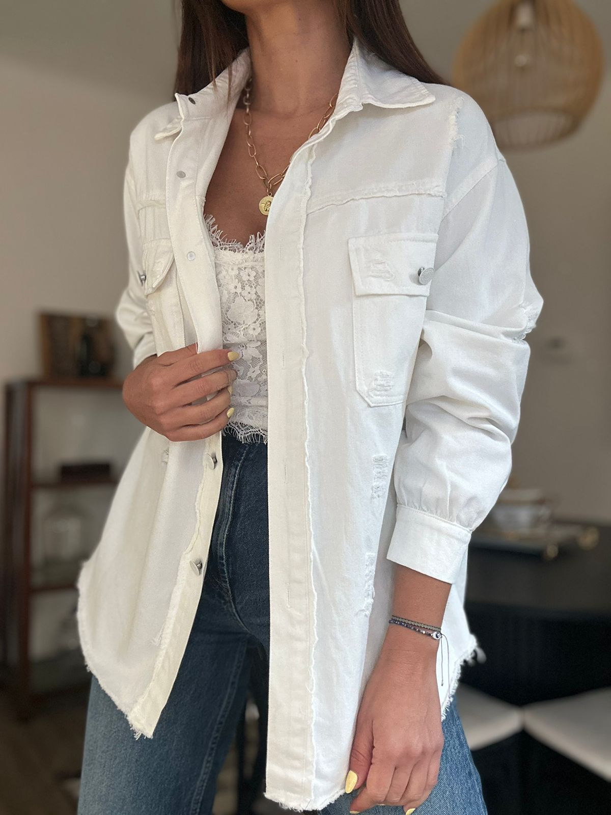 CAMISA CHAQUETA ESCOCIA BLANCA