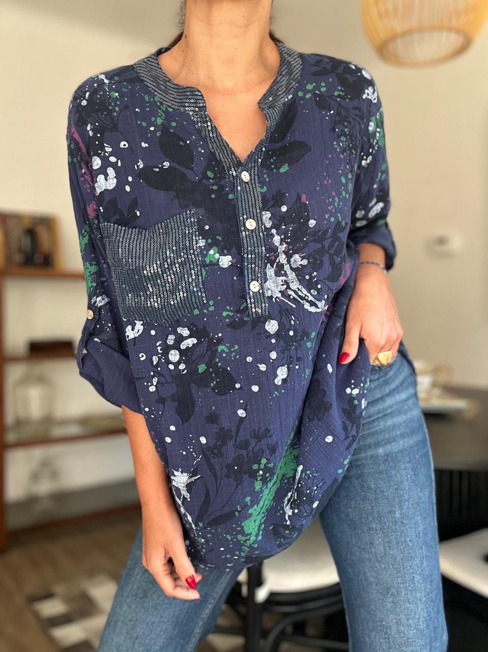 BLUSA FLORIDA AZUL